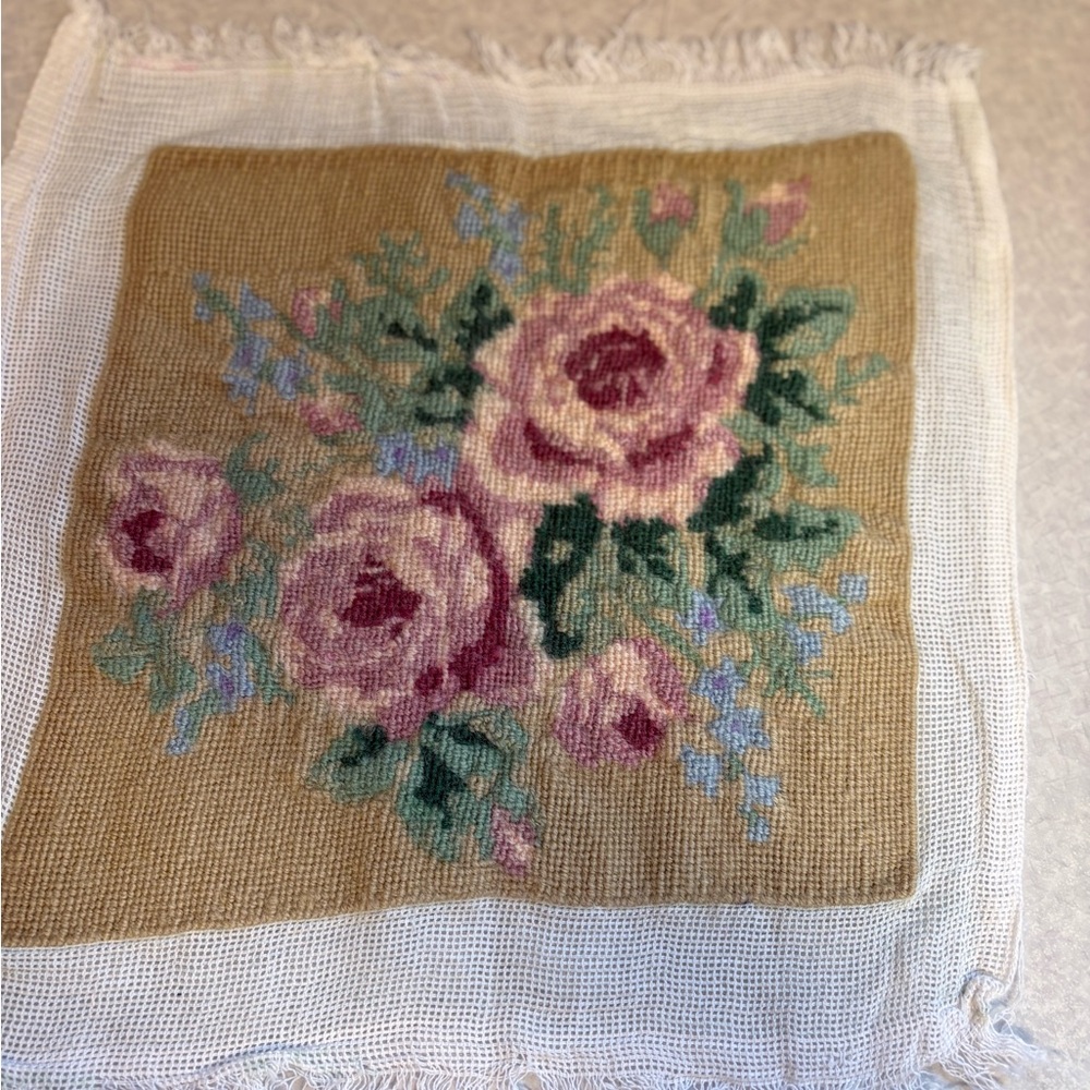 Floral Needlepoint Picture Panel